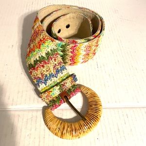 Another Line Multicolored Woven/Leather Belt Large